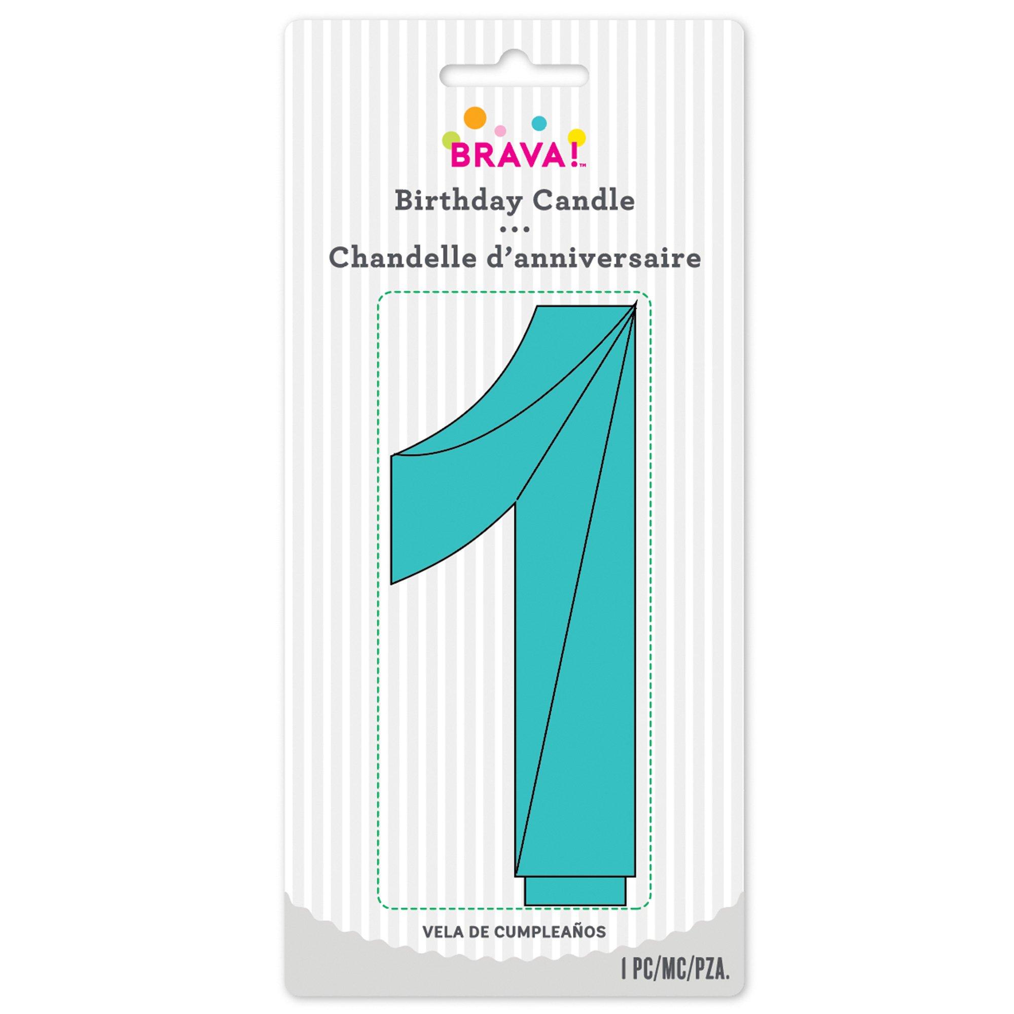 Teal Faceted Number 1 Birthday Candle, 5.25in
